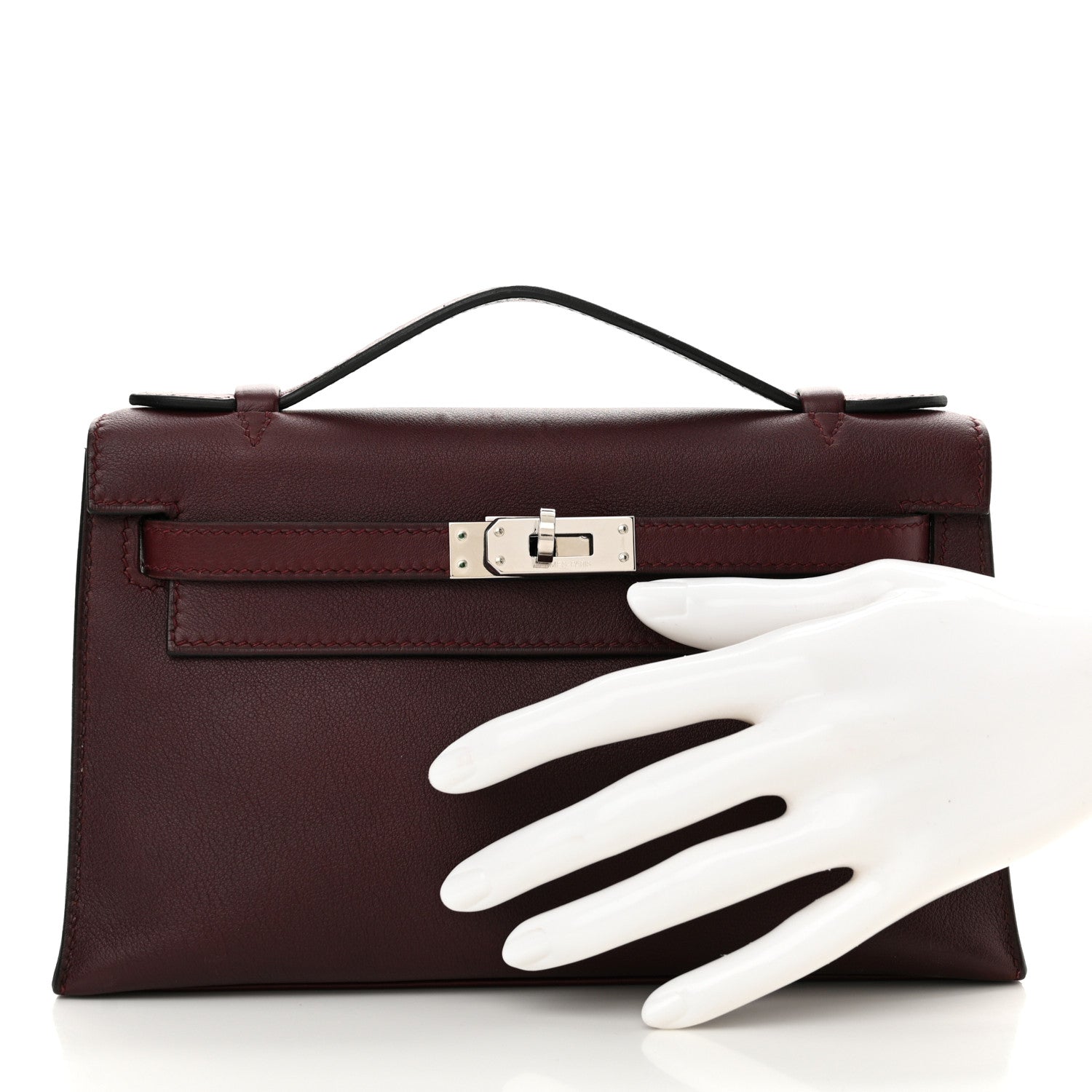 Hermes Evergrain Kelly Pochette Clutch Prune 2 of 9