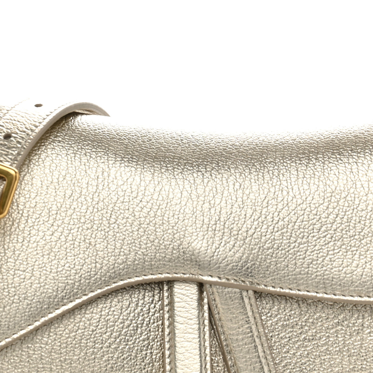 Metallic Goatskin Saddle Bag With Strap Gold