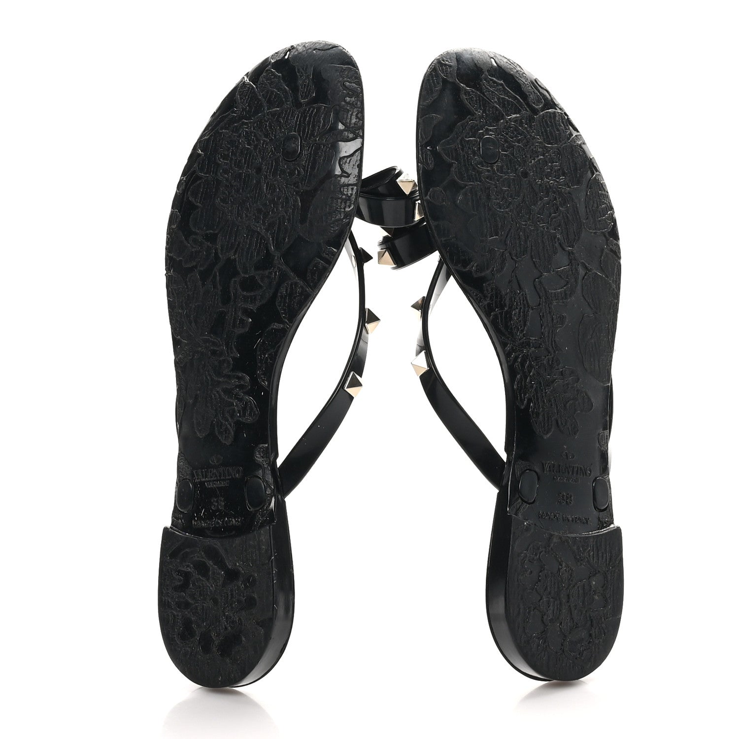 Valentino Garavani PVC Jelly Rockstud Bow Thong Sandals 38 Black 6 of 9