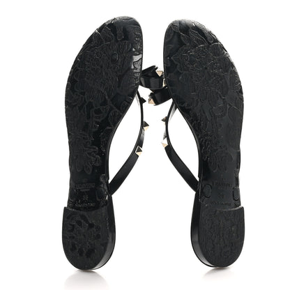 Valentino Garavani PVC Jelly Rockstud Bow Thong Sandals 38 Black 6 of 9