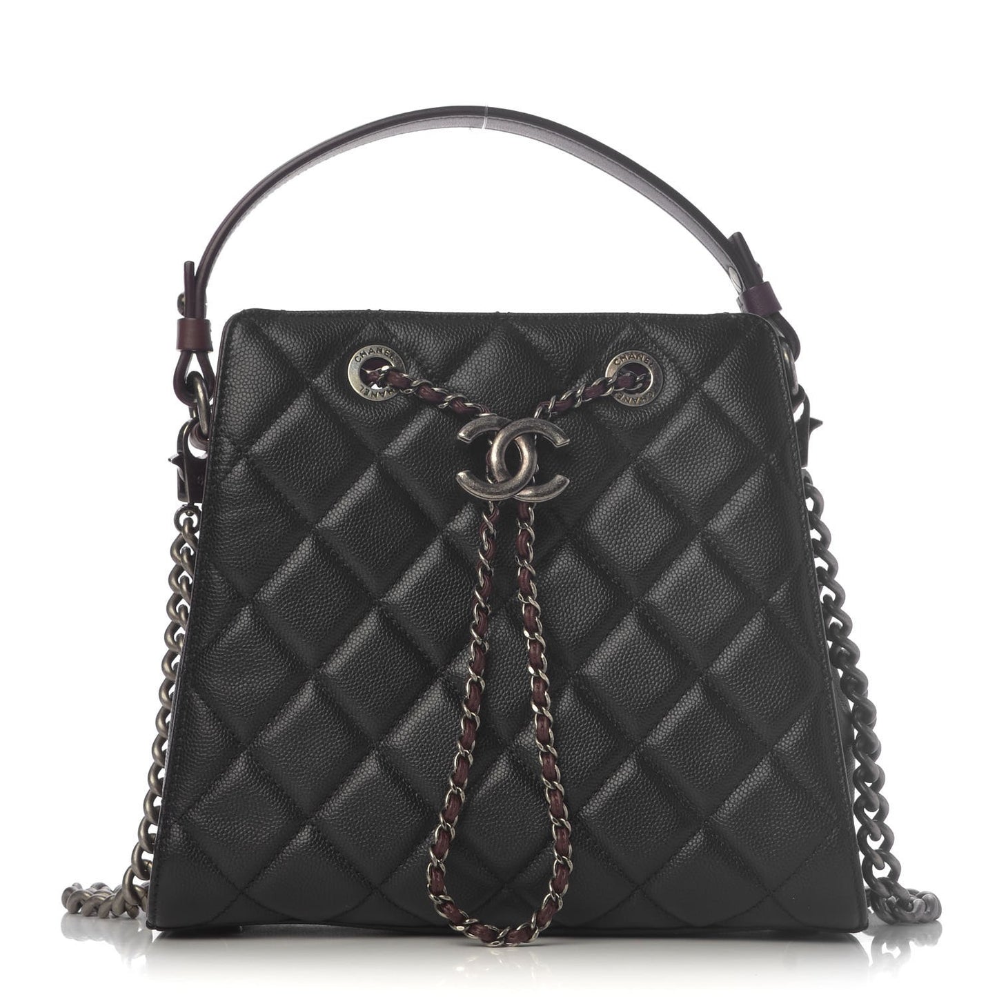 Caviar Quilted Small CC Bucket Bag Black