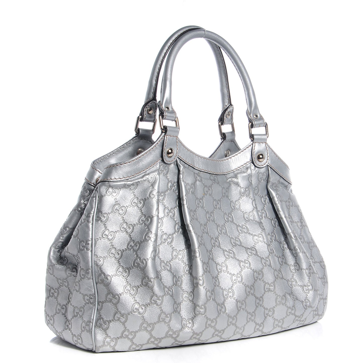 Guccissima Medium Sukey Tote Silver