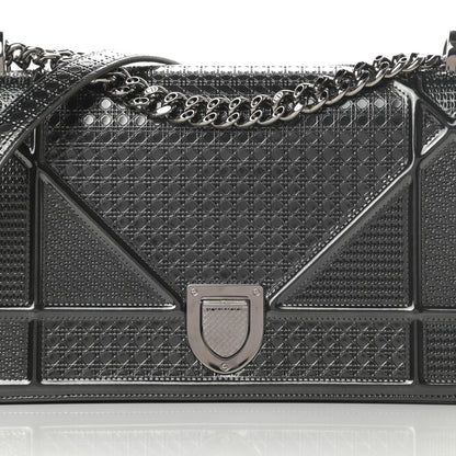 Christian Dior Metallic Patent Micro-Cannage Medium Diorama Flap Bag Onyx Black 7 of 11
