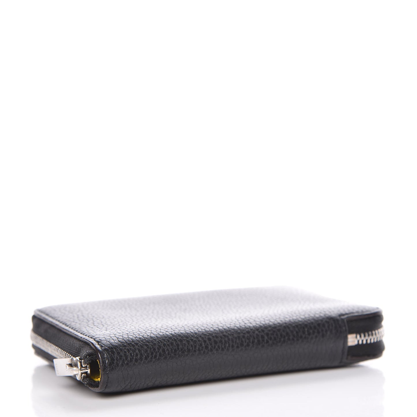 Drummed Calfskin Zip Around Multifunction Wallet Black Citron