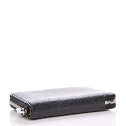 Celine Drummed Calfskin Zip Around Multifunction Wallet Black Citron 3 of 9