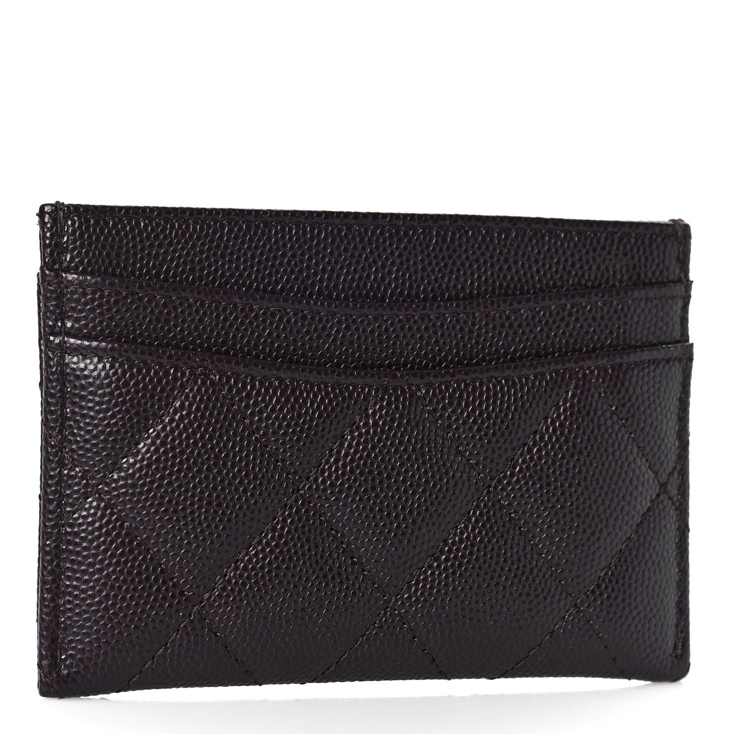 Caviar Quilted Card Holder Dark Brown