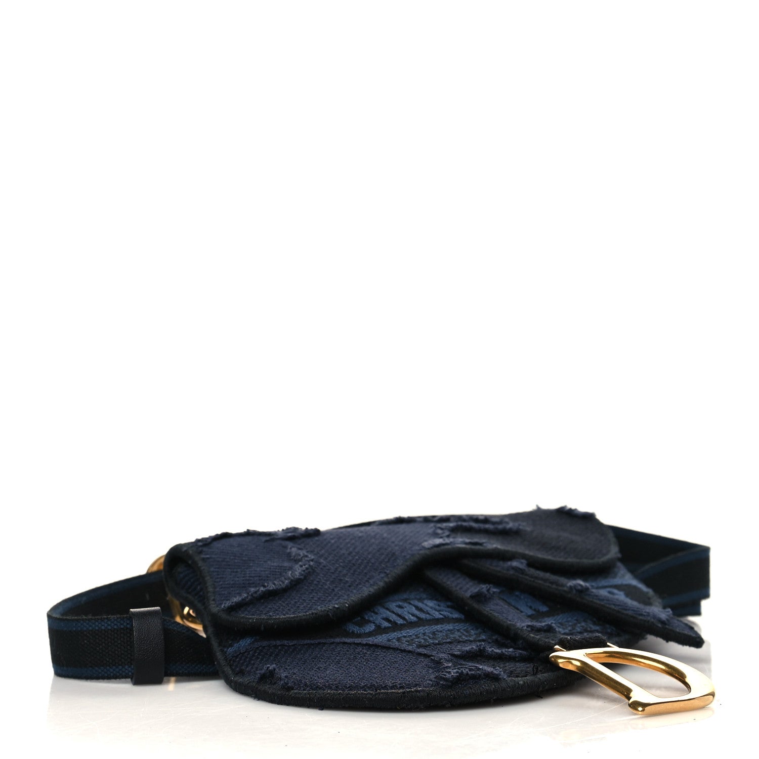 Christian Dior Canvas Embroidered Camouflage Saddle Belt Bag Blue 4 of 6