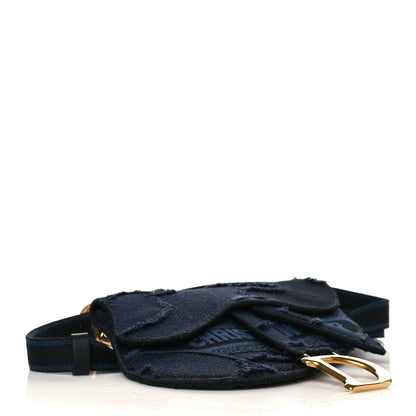 Christian Dior Canvas Embroidered Camouflage Saddle Belt Bag Blue 4 of 6