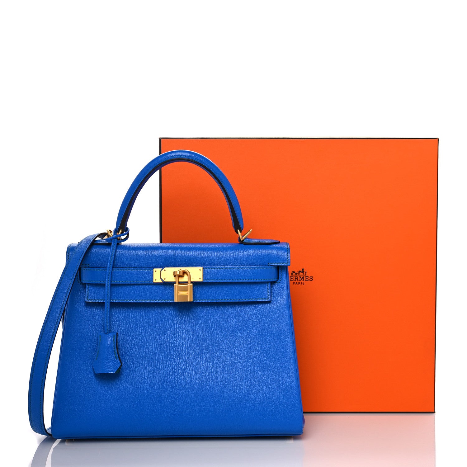 Hermes Chevre Mysore Horseshoe Kelly Retourne 28 Bleu Hydra Bleu Paon 10 of 10