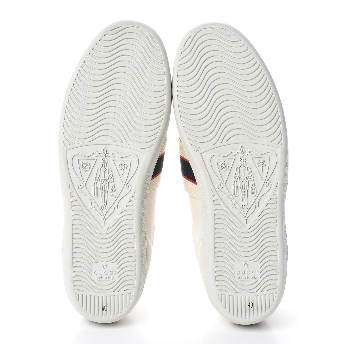 Calfskin Stripe Womens New Ace Sneakers 40 New Mystic White Ecru Red Flame