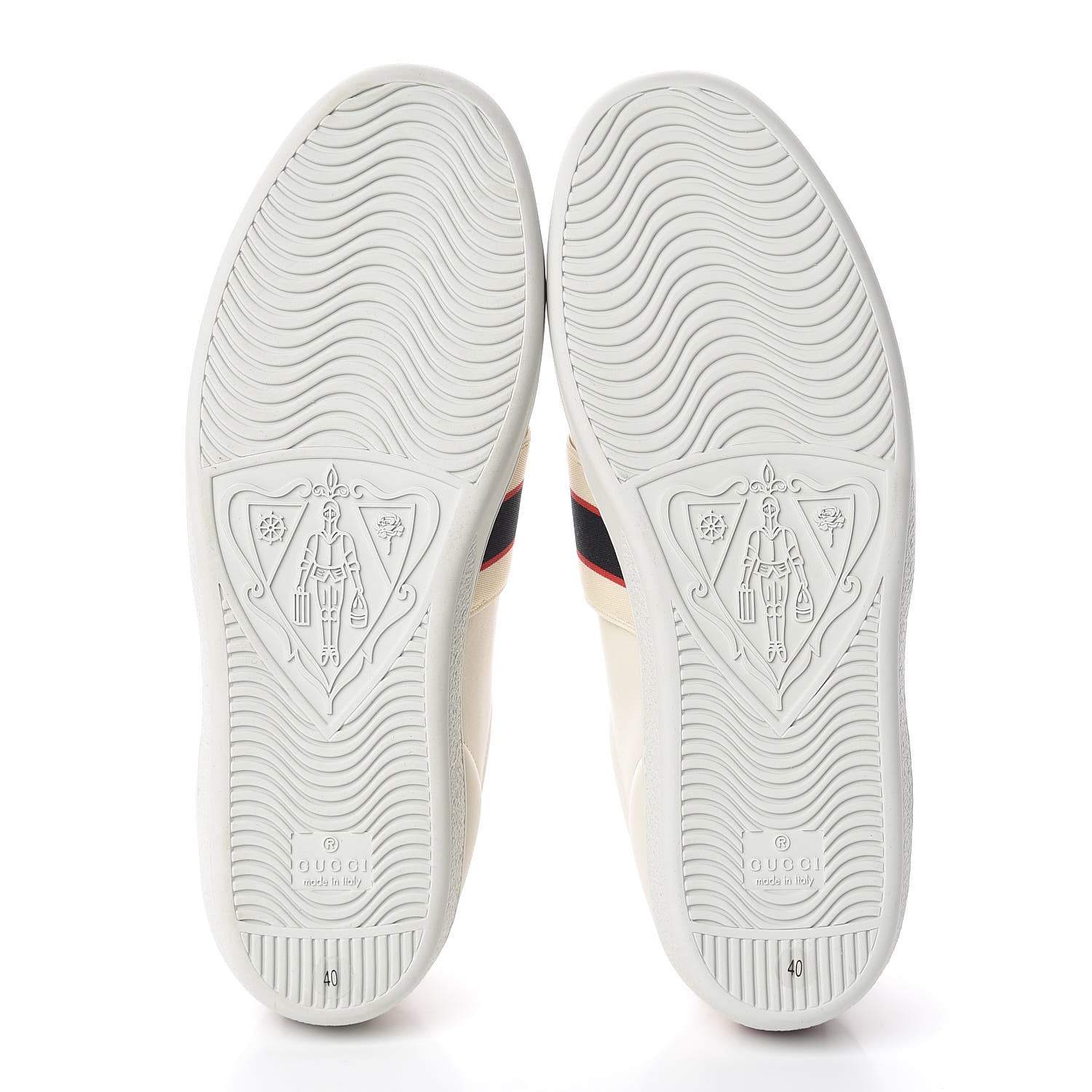 Gucci Calfskin Stripe Womens New Ace Sneakers 40 New Mystic White Ecru Red Flame 5 of 9