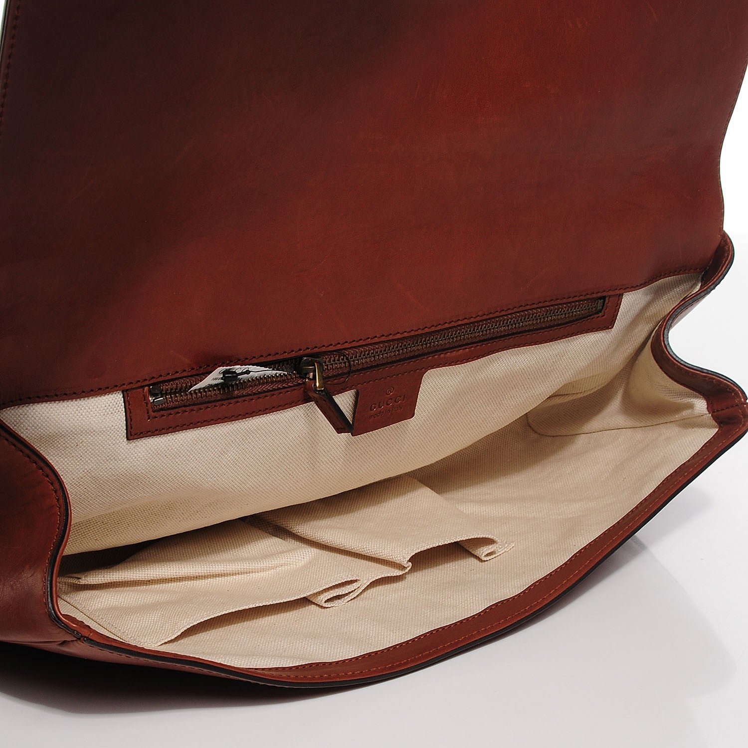 Gucci Washed Calfskin Ribot Horse-Heads Clutch Brown 7 of 9