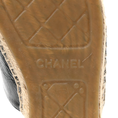 Chanel Iridescent Goatskin Patent CC Espadrille Mules 40 Black 6 of 9