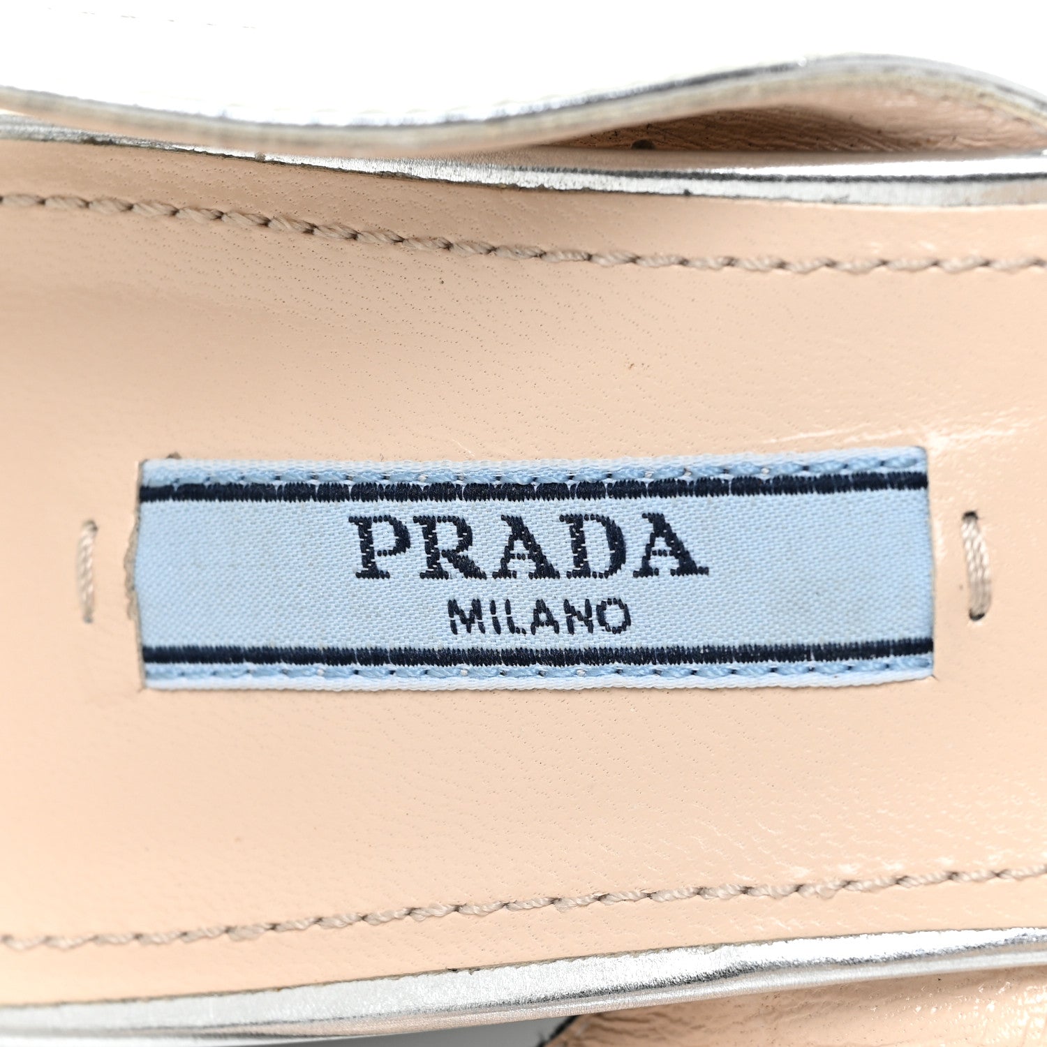 Prada Metallic Calfskin Suede Heel Sandals 38.5 Silver Black 11 of 16