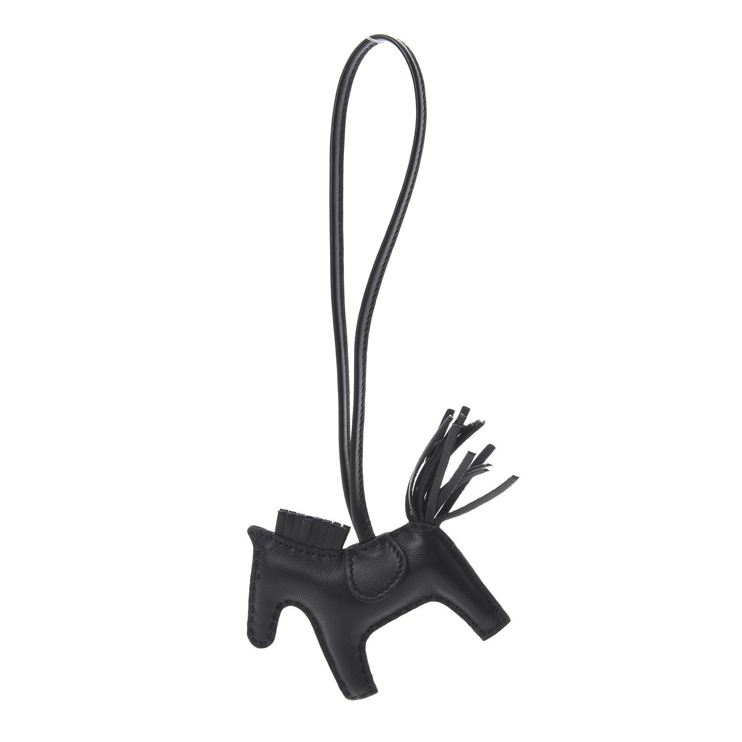 Hermes Milo Lambskin Grigri Rodeo Horse Bag Charm PM So Black 1 of 5