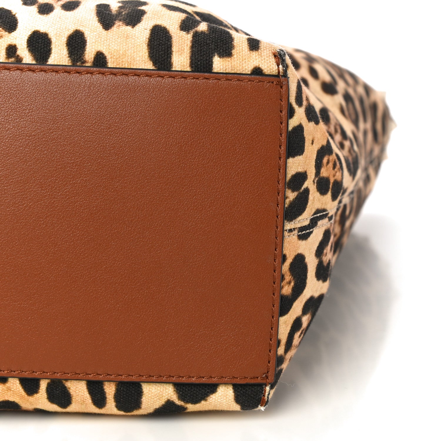 Valentino Garavani Canvas Nappa Leopard Print Rockstud Tote Brown 9 of 9