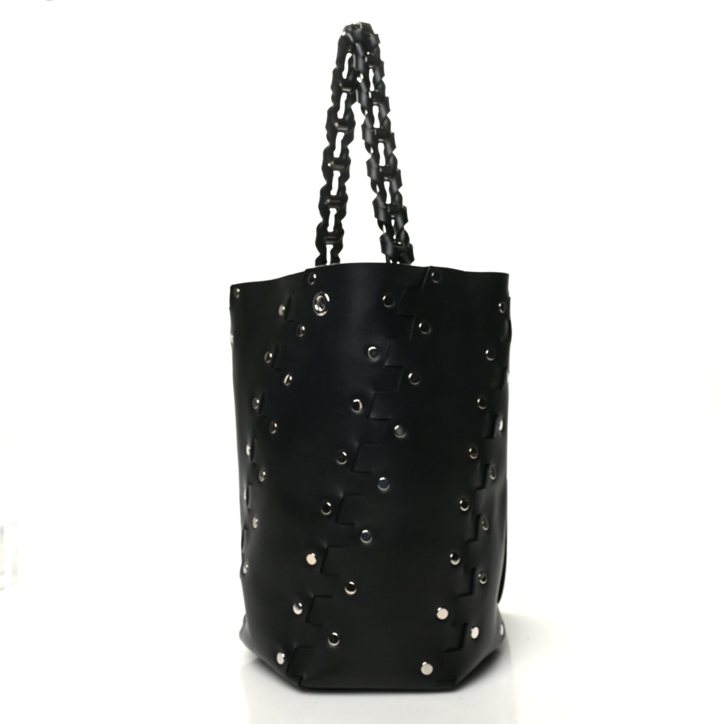Calfskin Medium Studded Hex Bucket Black