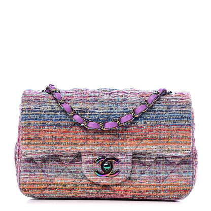 Chanel Tweed Quilted Mini Rectangular Flap Blue Pink Orange 1 of 10