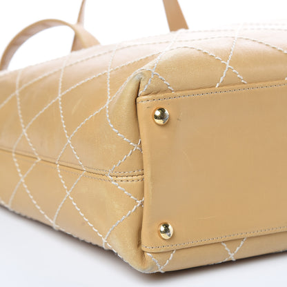 Chanel Calfskin Contrast Stitch Surpique Tote Beige 7 of 22