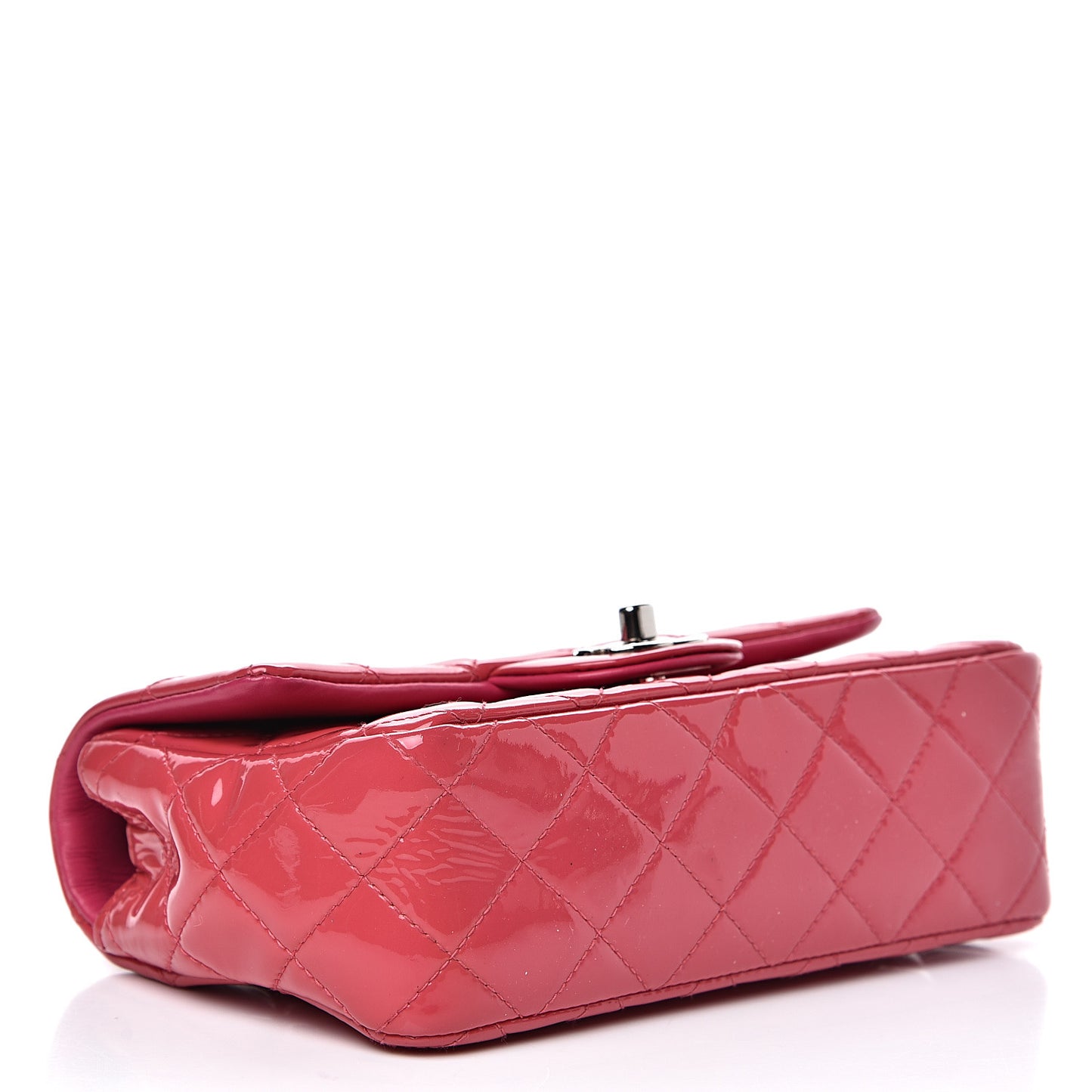 Patent Calfskin Quilted Mini Rectangular Flap Pink