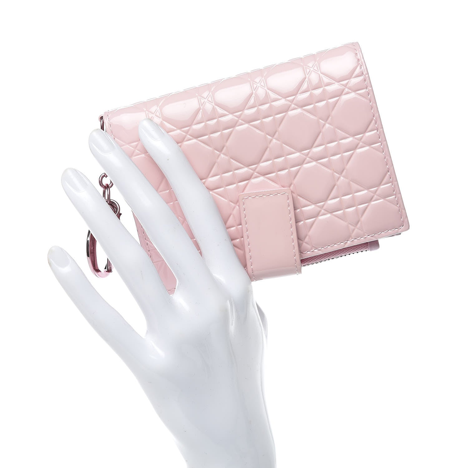 Christian Dior Patent Cannage Lady Dior Wallet Pink 2 of 7