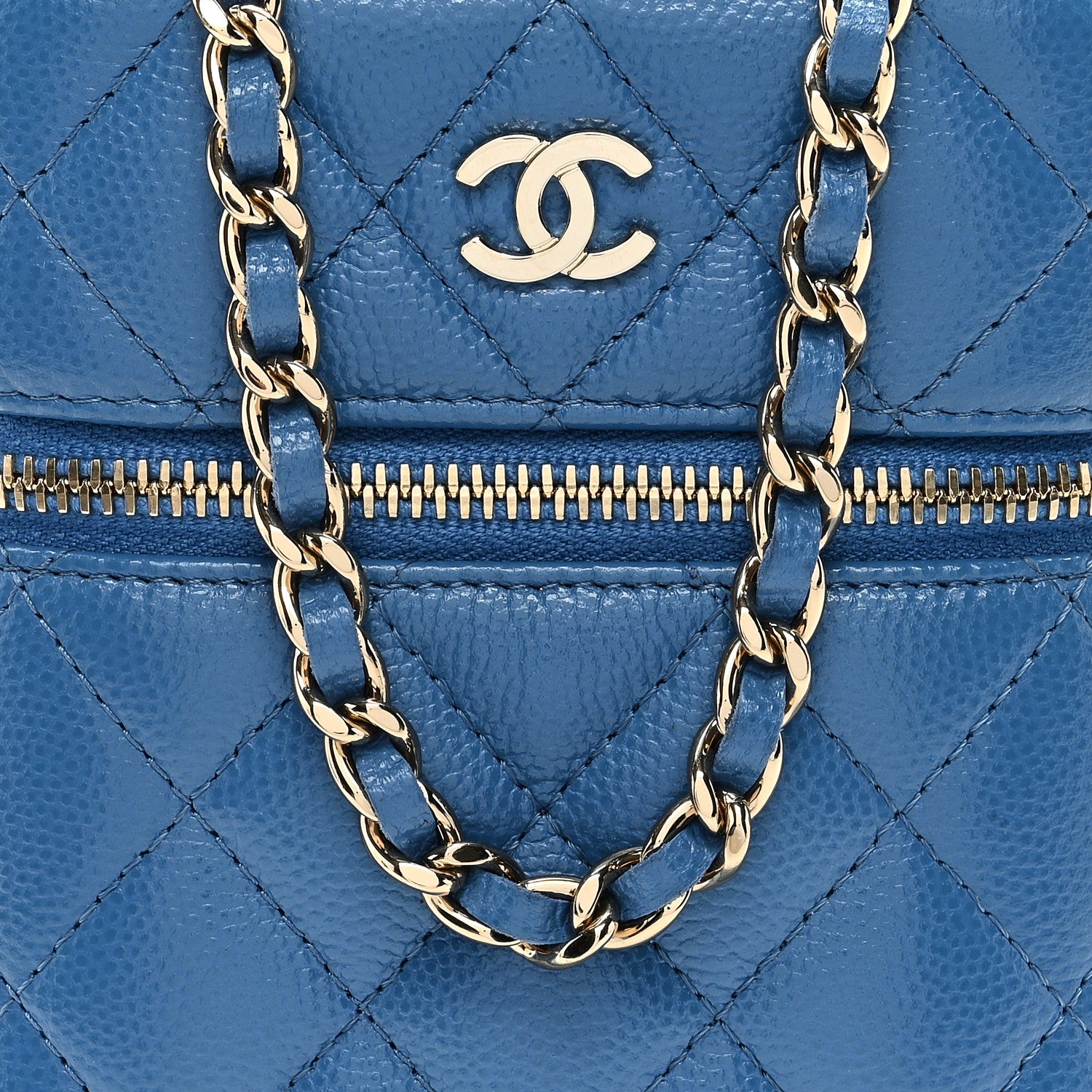 Chanel Caviar Quilted Phone Holder With Chain Blue 8 of 10