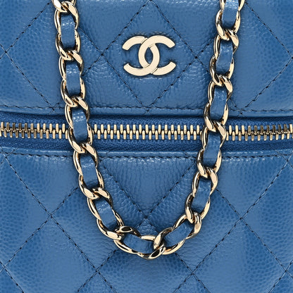 Chanel Caviar Quilted Phone Holder With Chain Blue 8 of 10
