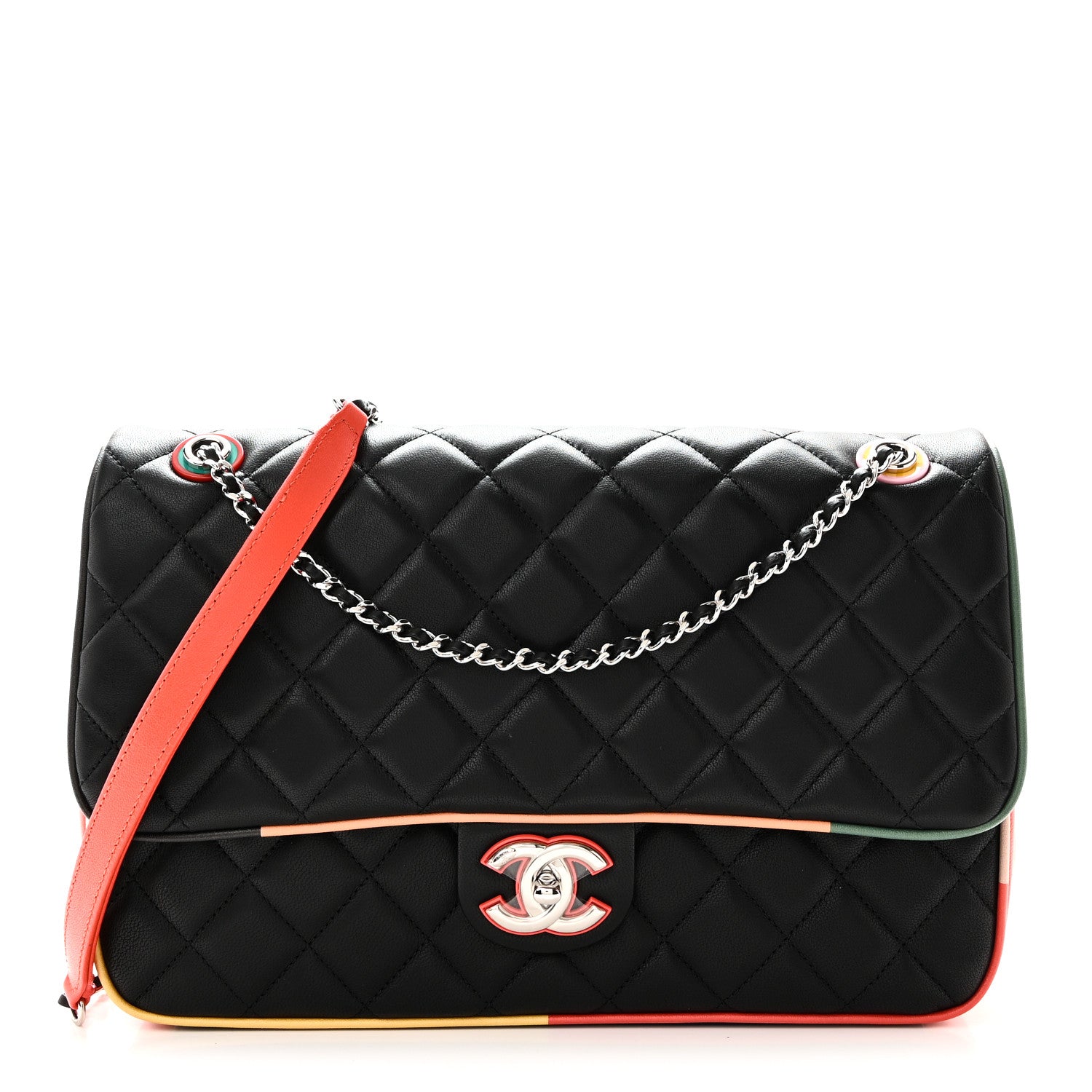 Chanel Lambskin Quilted Jumbo Cuba Color Flap Black 1 of 12