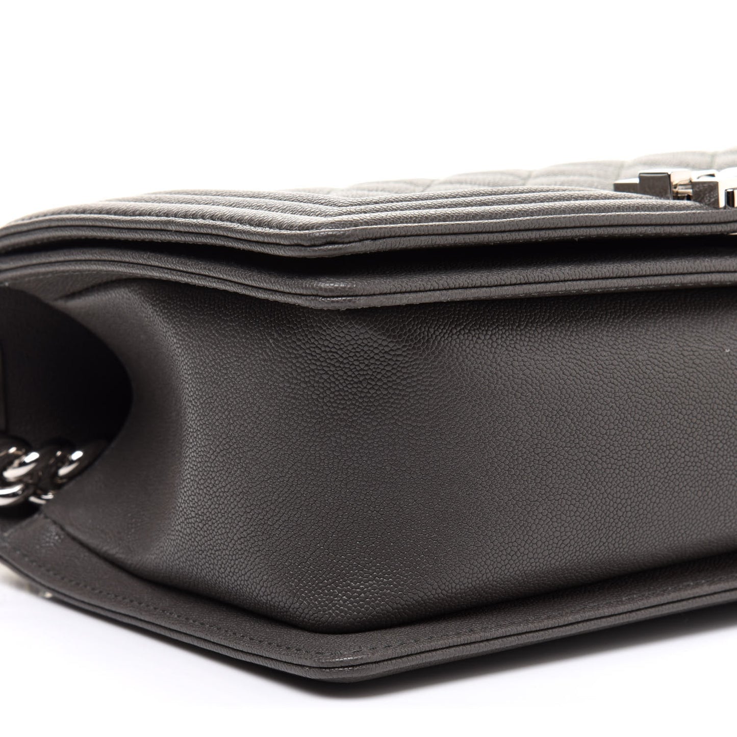 Caviar Quilted Medium Boy Flap Grey