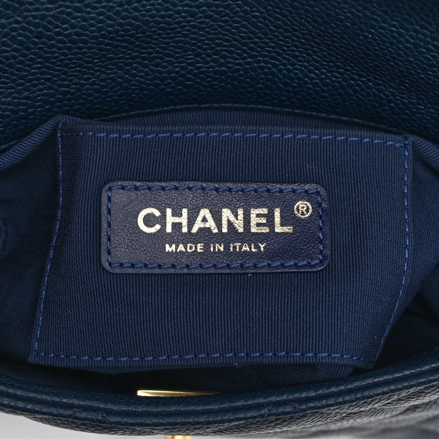 Caviar Quilted Small Twist Your Buttons Flap Blue