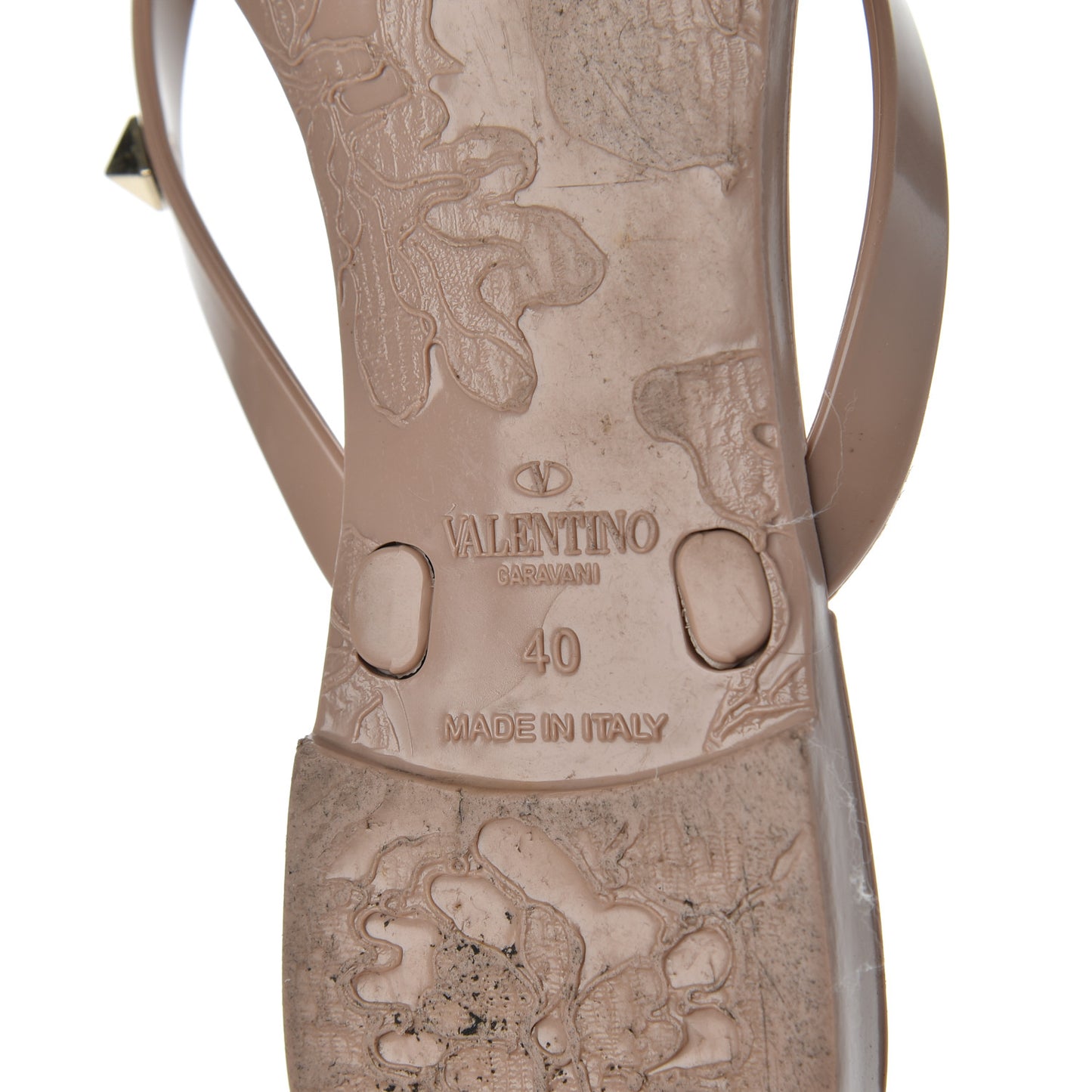 PVC Jelly Rockstud Bow Thong Sandals 40 Poudre