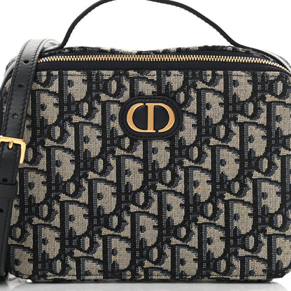 Christian Dior Oblique 30 Montaigne Top Handle Box Bag Blue 7 of 12