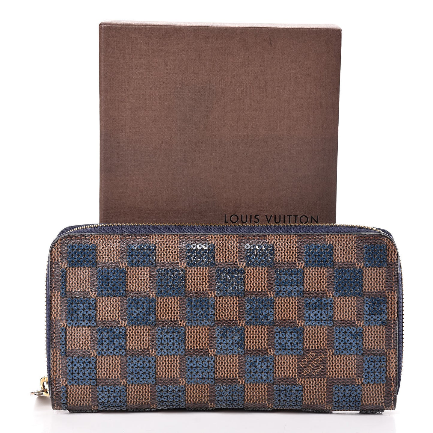 Damier Paillettes Zippy Wallet Blue