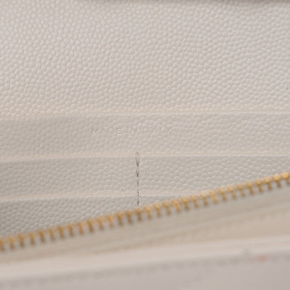 Saint Laurent Grain De Poudre Matelasse Chevron Monogram Chain Wallet White 7 of 9