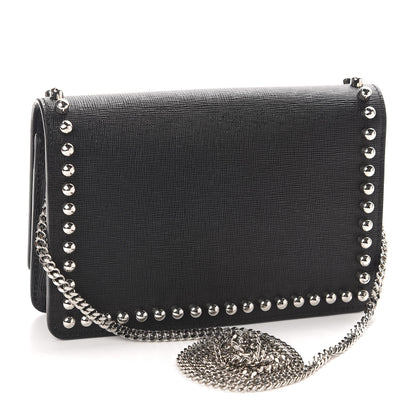 Fendi Vitello Elite Mink Fur Studded Karlito Tube Wallet on Chain Black 3 of 10