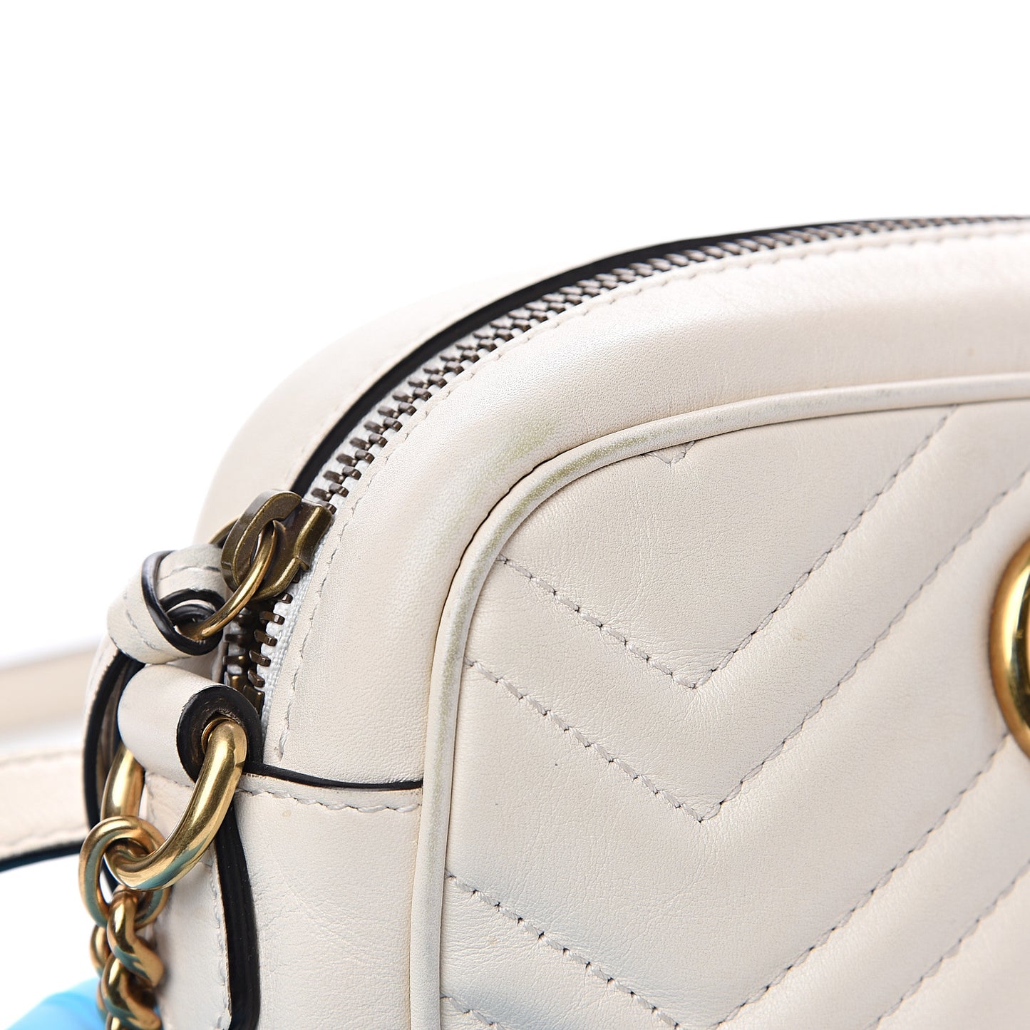 Calfskin Matelasse Mini GG Marmont Chain Shoulder Bag White