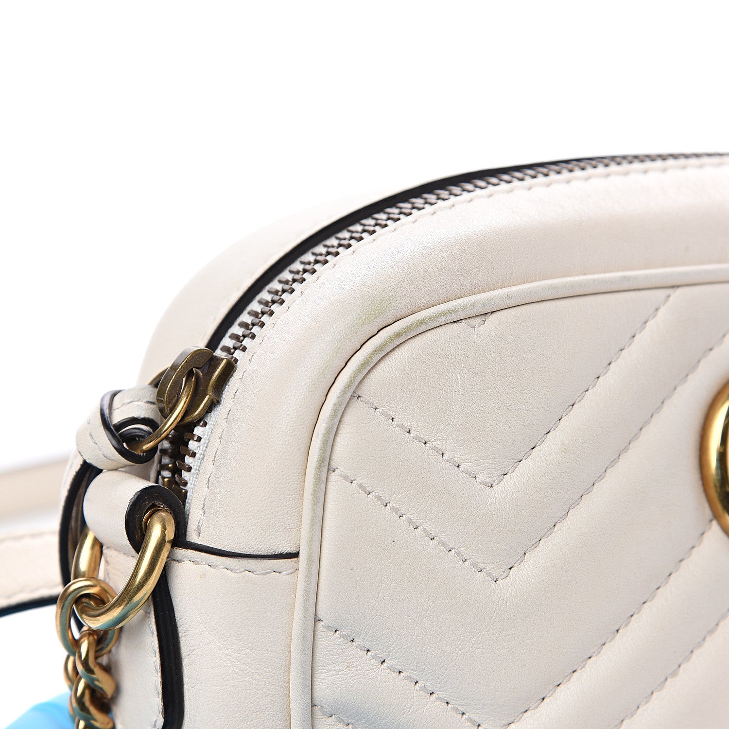 Gucci Calfskin Matelasse Mini GG Marmont Chain Shoulder Bag White 8 of 14