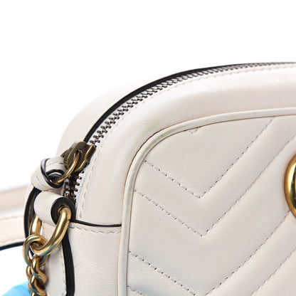 Gucci Calfskin Matelasse Mini GG Marmont Chain Shoulder Bag White 8 of 14