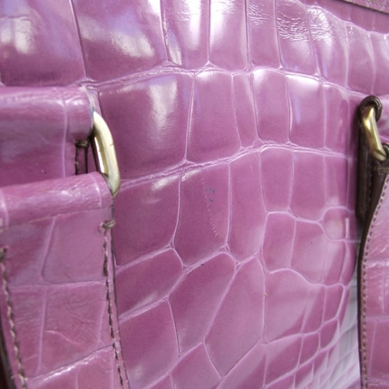 Calfskin Crocodile Embossed Structured Tote Bag Pink