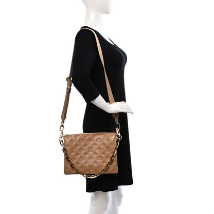 Louis Vuitton Lambskin Embossed Monogram Coussin PM Camel 2 of 11