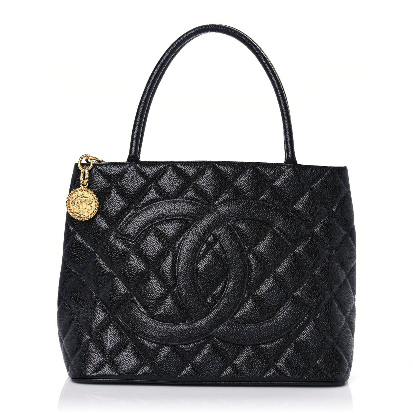 Caviar Quilted Medallion Tote Black