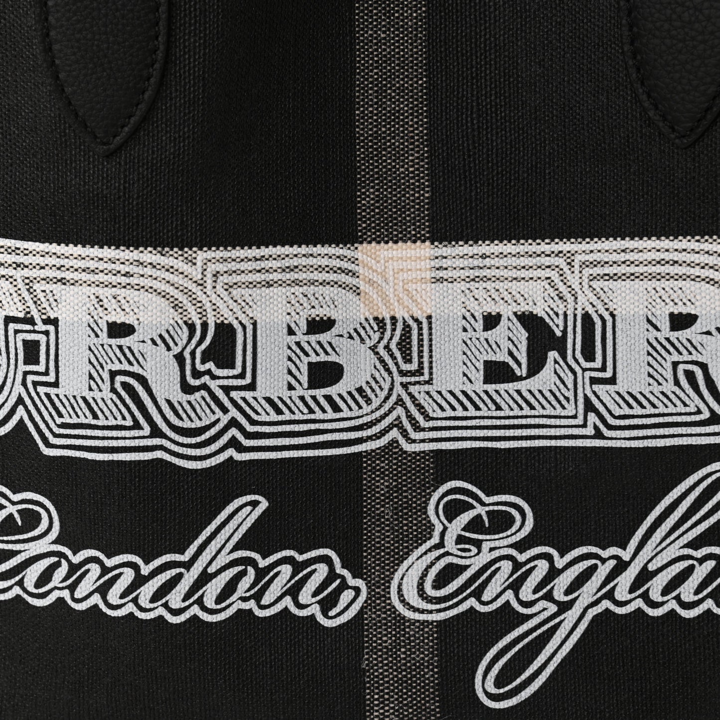 Coated Canvas Mega Check Medium Doodle Tote Black White