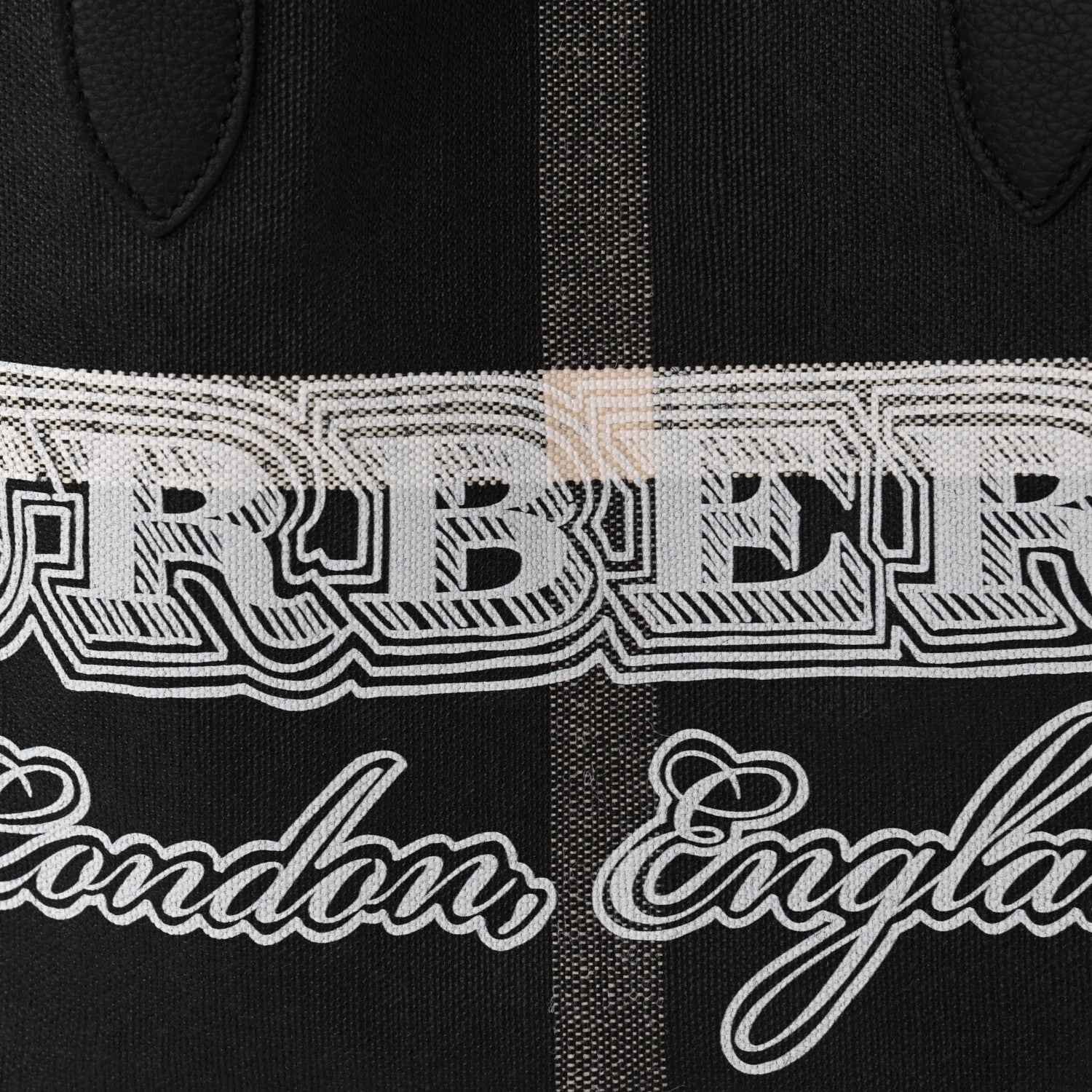 Burberry Coated Canvas Mega Check Medium Doodle Tote Black White 8 of 10