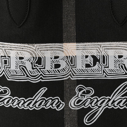 Burberry Coated Canvas Mega Check Medium Doodle Tote Black White 8 of 10