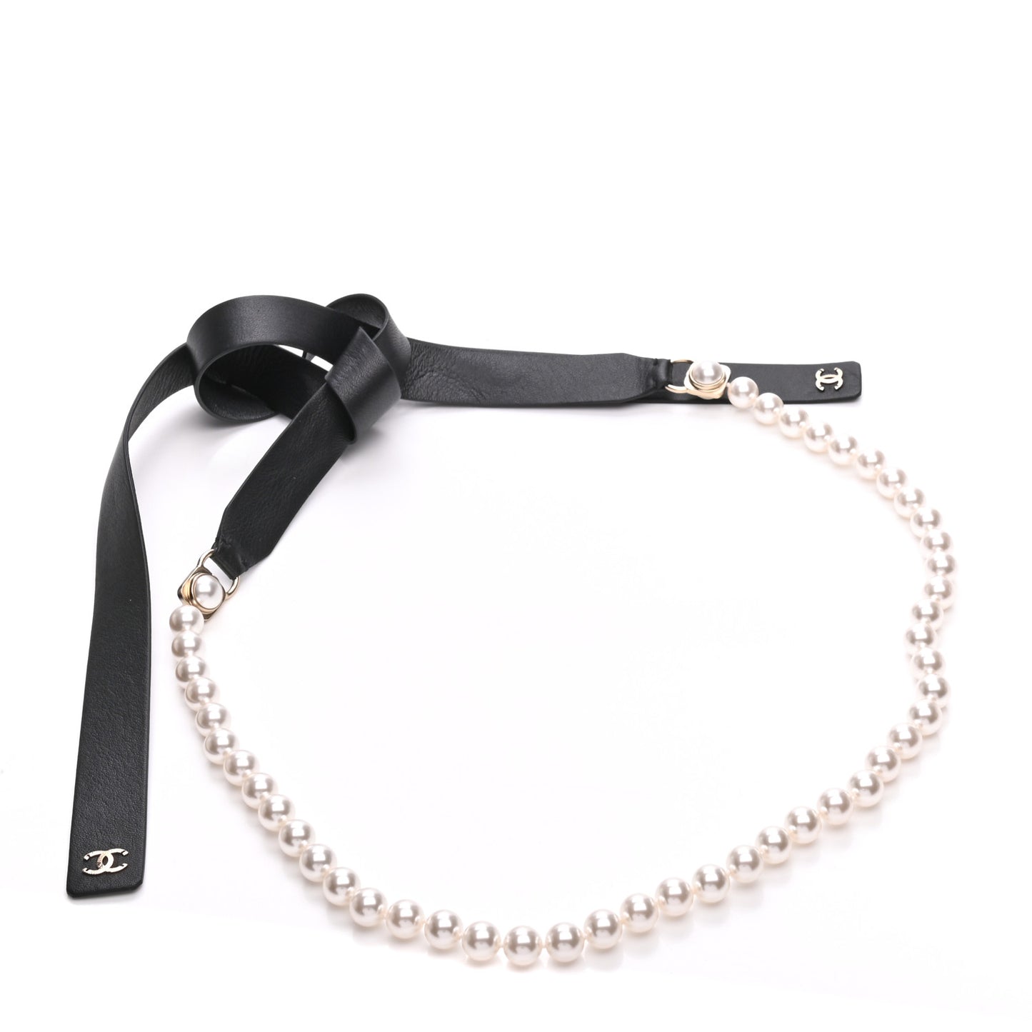 Lambskin Pearl CC Chain Belt XS Black