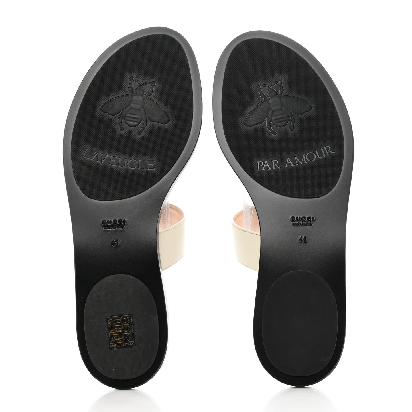 Calfskin GG Marmont Thong Sandals 41 Mystic White