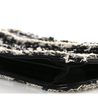 Chanel Tweed Patent Quilted Rectangular Flap Black White 10 of 10