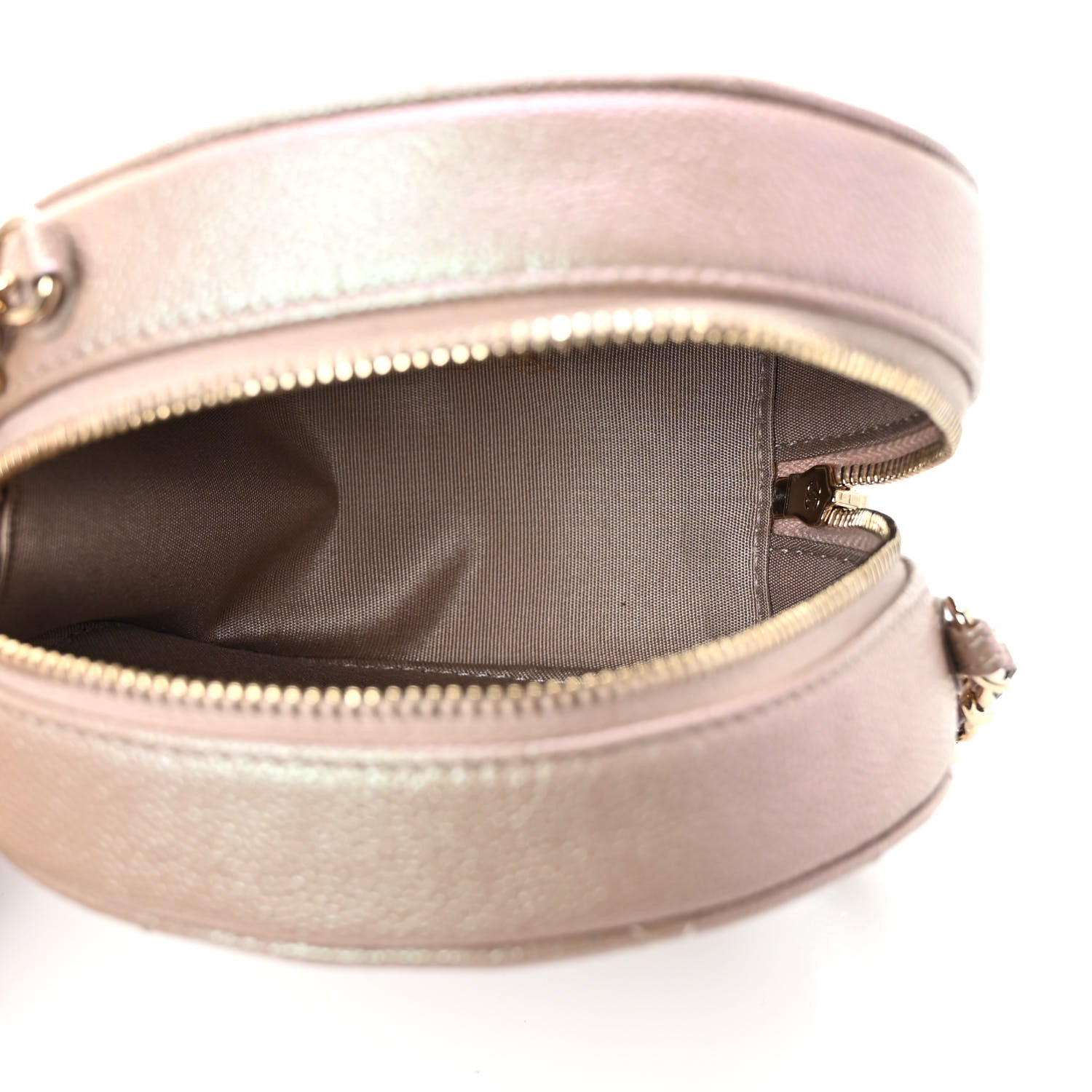 Chanel Iridescent Caviar Resin Quilted Round Clutch With Chain Beige 5 of 10