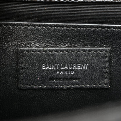 Saint Laurent Grain De Poudre Textured Mixed Matelasse Triquilt Medium Monogram Satchel Black 6 of 14