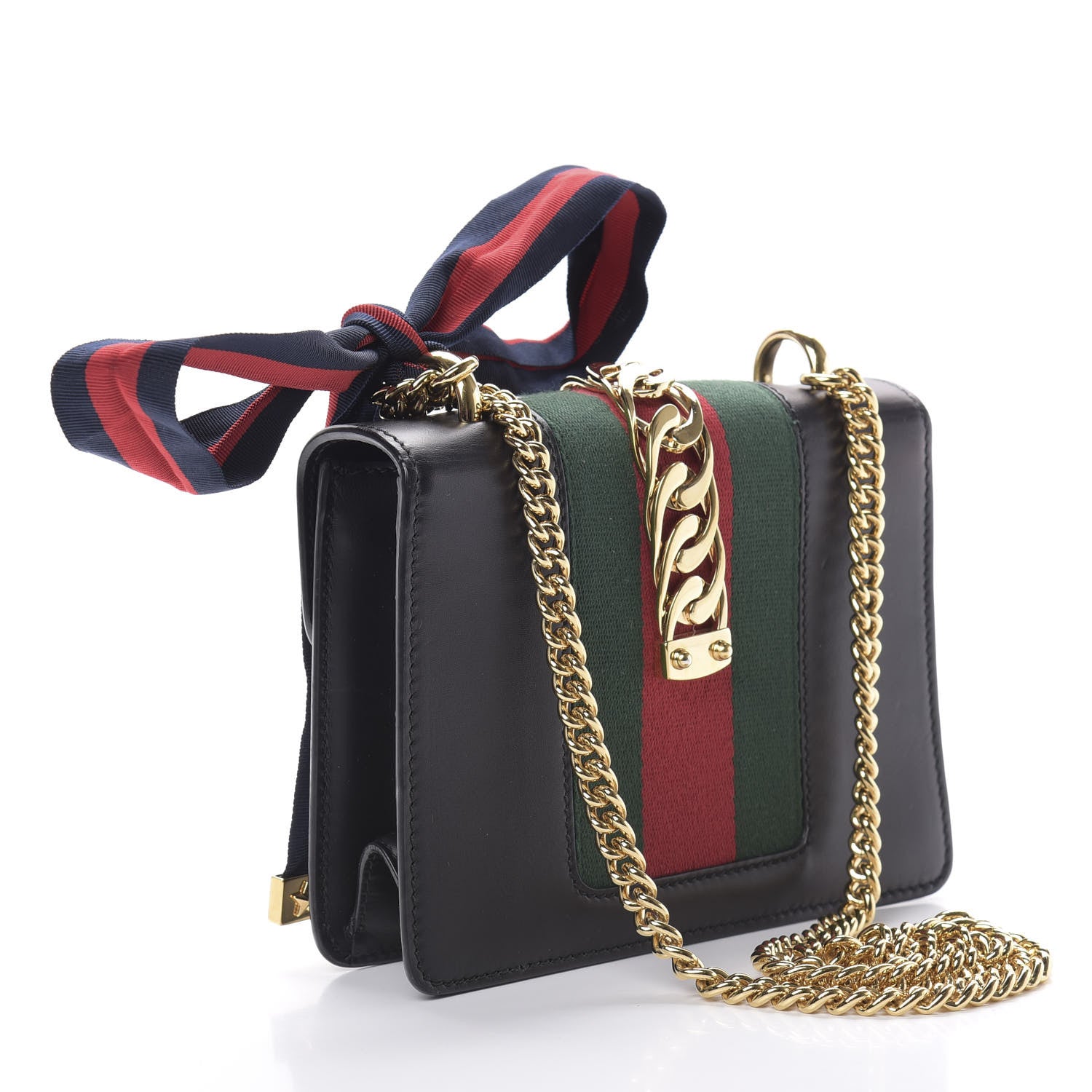 Gucci Calfskin Mini Sylvie Chain Shoulder Bag Black 3 of 14